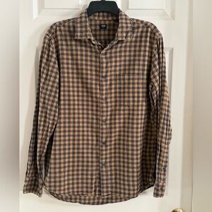 Men's UNIQLO Flannel Shirt Brown Gingham‎ Size M